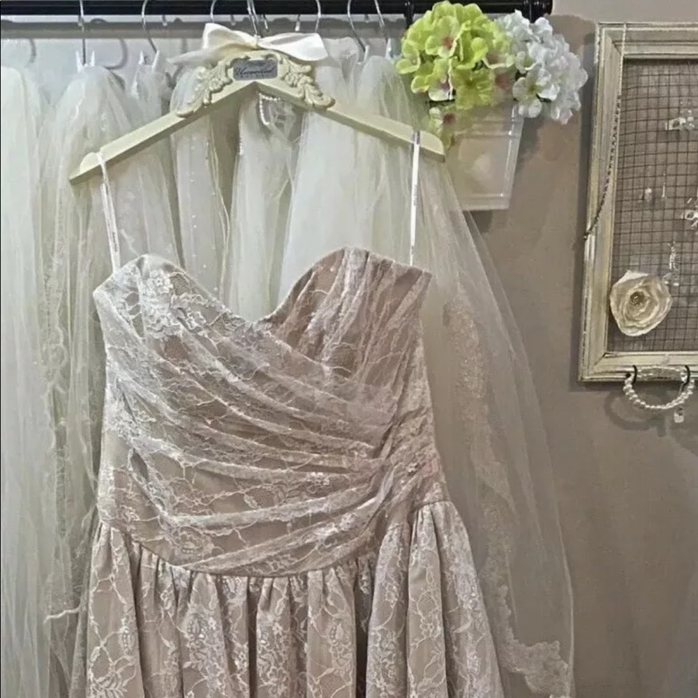 Champagne And Ivory Informal Wedding Dress Size 18
